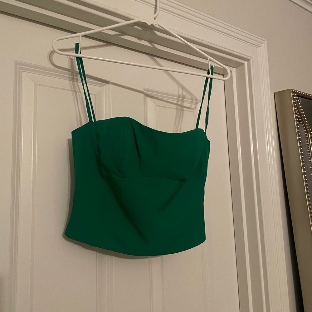 Green fitted corset cropped tank